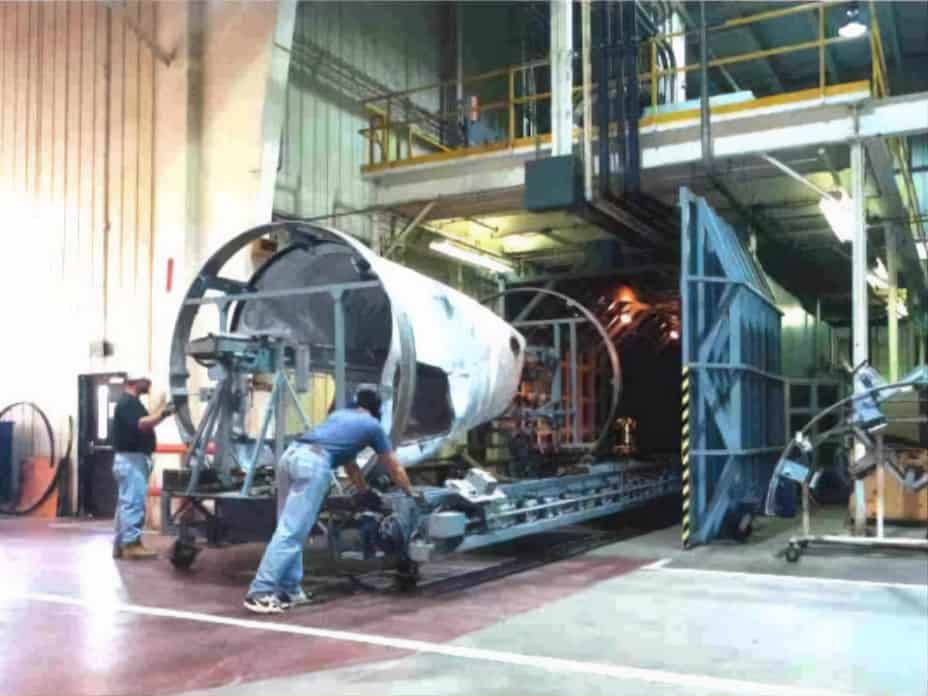 Fuselage Section being loaded into the LTI-9000Production Shearography System