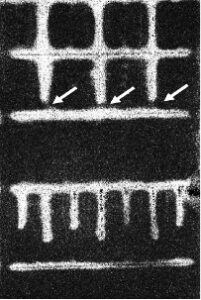 Holographic image of a semiconductor with showing disbonds from the manufacturing process